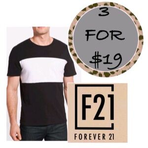 3/$19 Forever 21 color block wide stripe textured short sleeve shirt